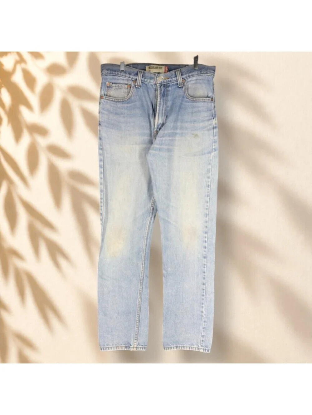 Levi's Jeans Men 34*36 Blue Denim Light Wash Mid Rise 505 Regular Straight